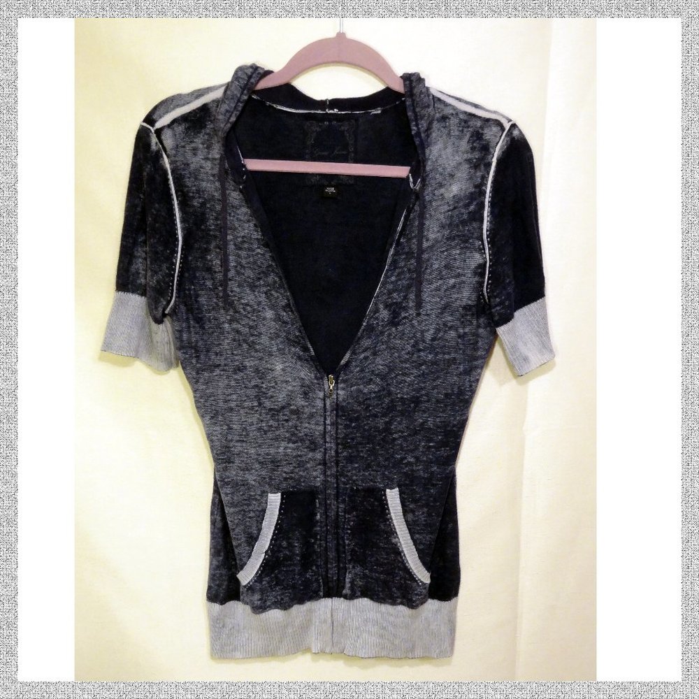 Guess Short Sleeved "Distressed" Zip-front Hoodie